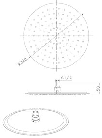 Sapho Moro ronde douchekop 30cm goud mat