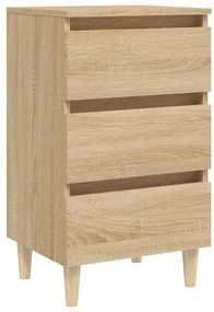 vidaXL Nachtkastje met houten poten 40x35x69 cm sonoma eikenkleurig