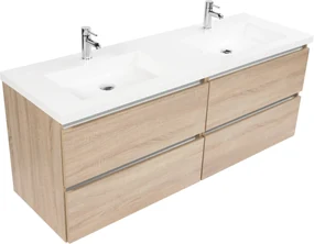 Saqu Gaia voorgemonteerd badmeubel met aluminium greeplijst incl. wastafel 160x51,5cm bardolino eiken