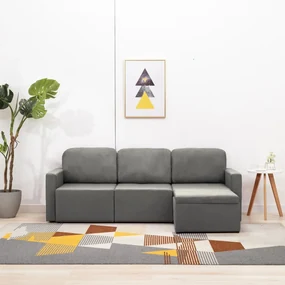 vidaXL Slaapbank driezits modulair stof taupe