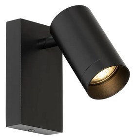 Smart wandlamp zwart verstelbaar met schakelaar incl. Wifi GU10 50mm - Jeana Luxe Modern GU10 rond Binnenverlichting Lamp