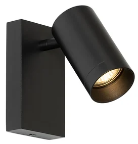 Smart wandlamp zwart verstelbaar met schakelaar incl. Wifi GU10 50mm - Jeana Luxe Modern GU10 rond Binnenverlichting Lamp