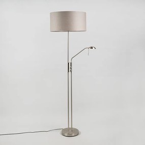 Vloerlamp met dimmer staal en grijs met verstelbare leesarm - Luxor Modern E27 rond Binnenverlichting Lamp