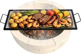 VEVOR 1110 x 380 x 25 mm X-Marks vuurkorf grillrooster, rechthoekig grillrooster, kampvuur BBQ grillrooster van staal met handvat, draagbaar kampeerkookgerei voor buitenfeesten, zwart