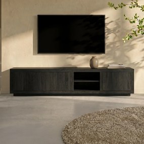 Tv-meubel Zwart Eiken 200 Cm - 200x42x45cm.