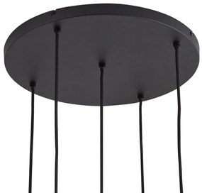 Design hanglamp zwart met smoke glas 5-lichts - Ana