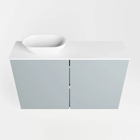 Mondiaz Fowy toiletmeubel 80cm clay met witte waskom links en kraangat