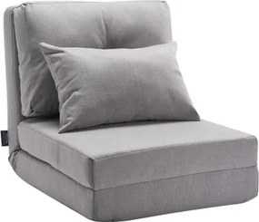 VEVOR Convertible Floor Sofa Bed, 5-voudig verstelbare, opvouwbare, gestoffeerde luie bank met verstelbare rugleuning en kussens, opvouwbare bank voor woonkamer en slaapkamer, grijs