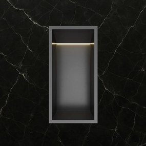 Hotbath &More inbouwnis met verlichting 30x15x10cm geborsteld zwart PVD